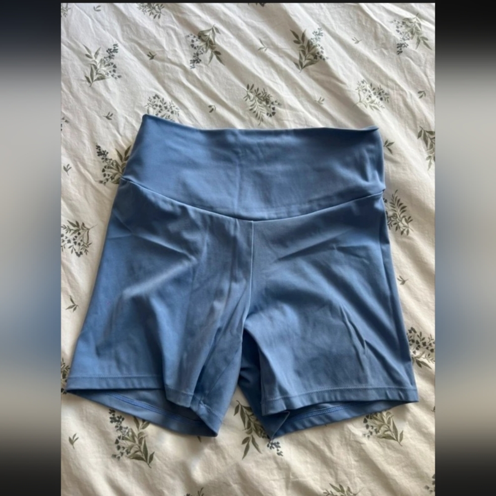Women's Sky Blue High-Rise Bike Shorts